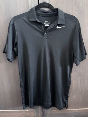 NWOT Nike Youth Large Black Short-Sleeve Dri-FIT Polo